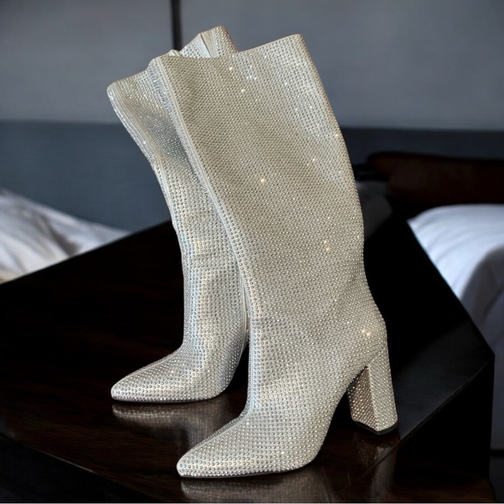 Rhinestone Crystal High Boots, size 6 - Picture 4 of 5
